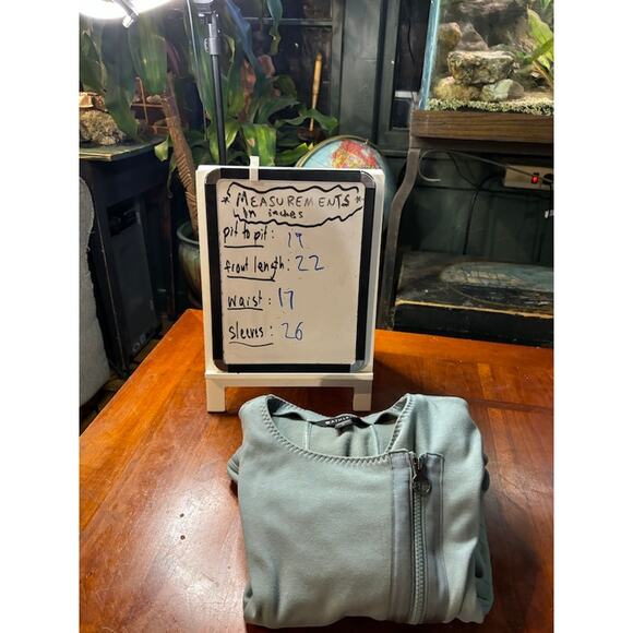 ATHLETA Cotton Blend Moto Jacket green Asymmetrical Zip Women's M - Picture 8 of 8